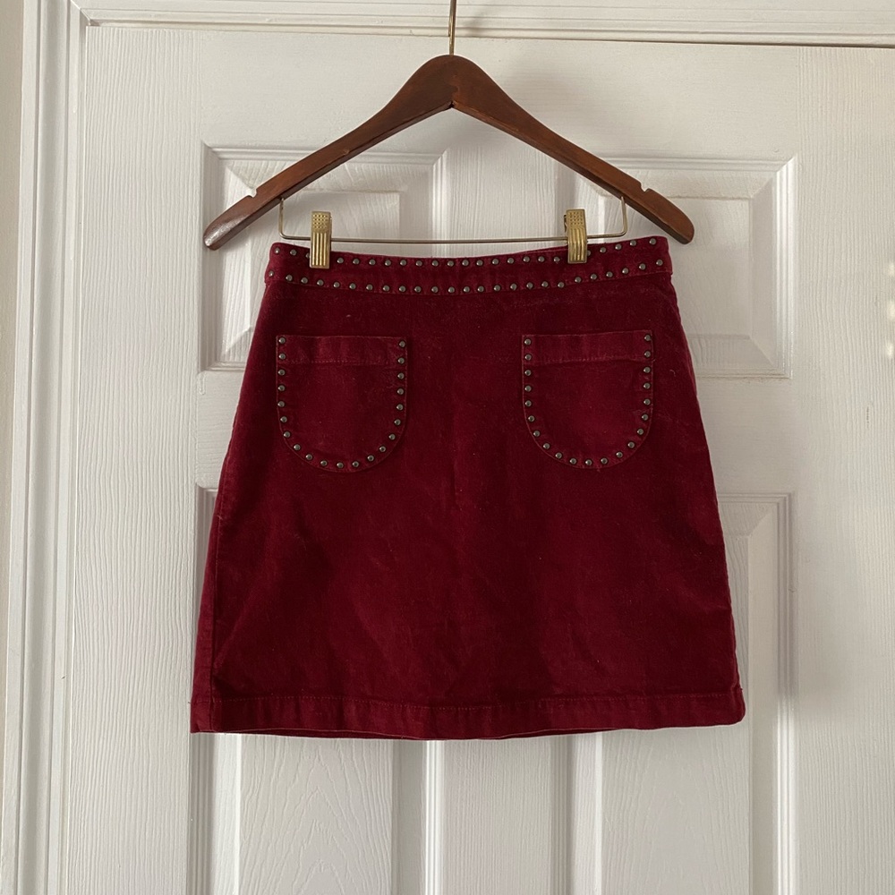 Maroon boutique velvet skirt